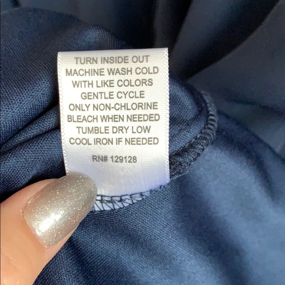Navy Button Up Sheer Dress - Picture 8 of 8